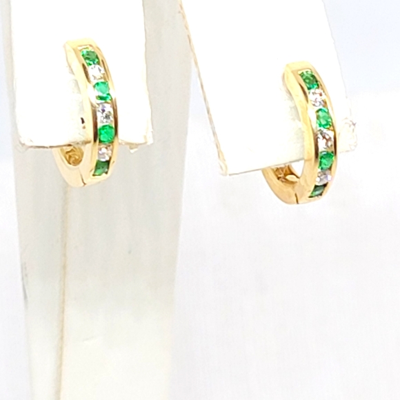 Emerald & Diamond earrings - Picture 2 of 7